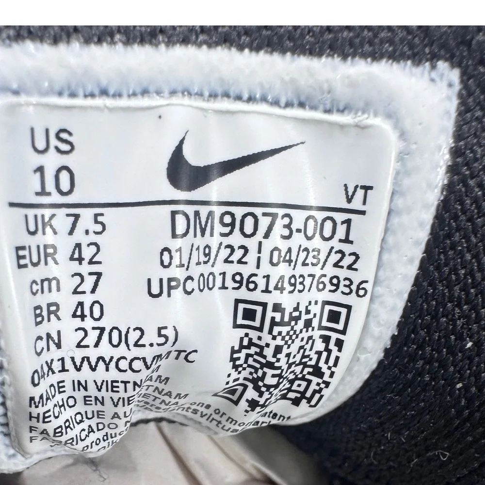 Nike Air Max Flyknit Racer Mens 10 Black White DM9073-001 Running Shoes